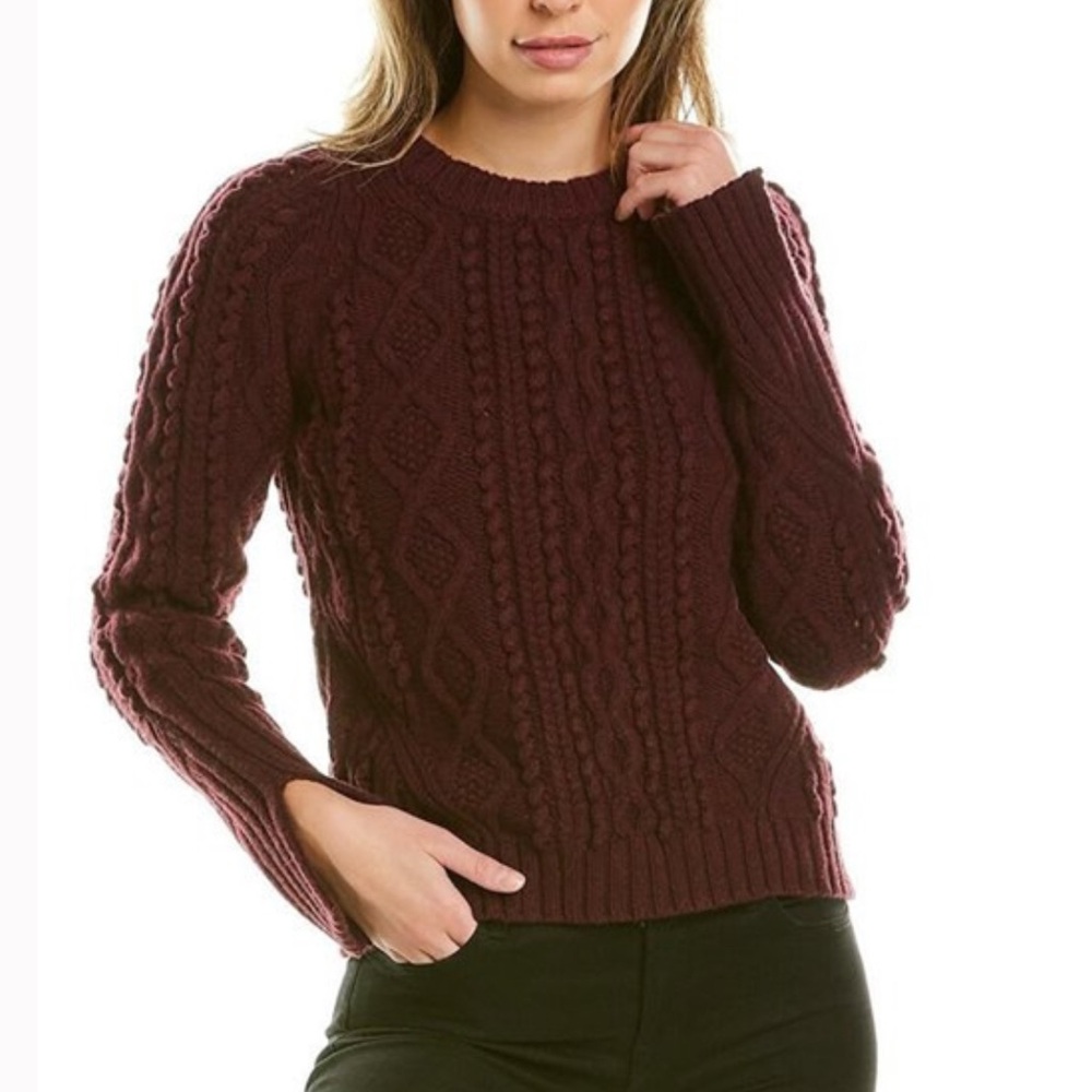 3.1 Phillip Lim Maroon Popcorn Cable Knit Sweater